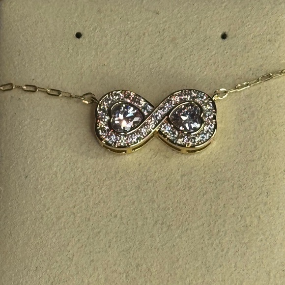 Infinity Crystal Pendant 14k Gold Plated Made with Swarovski Crystals 16-18inch - Picture 2 of 6